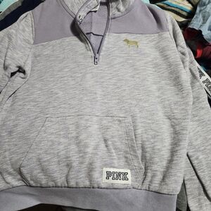 Victoria's Secret PINK Gray and Lavender Hoodie with Gold Detail